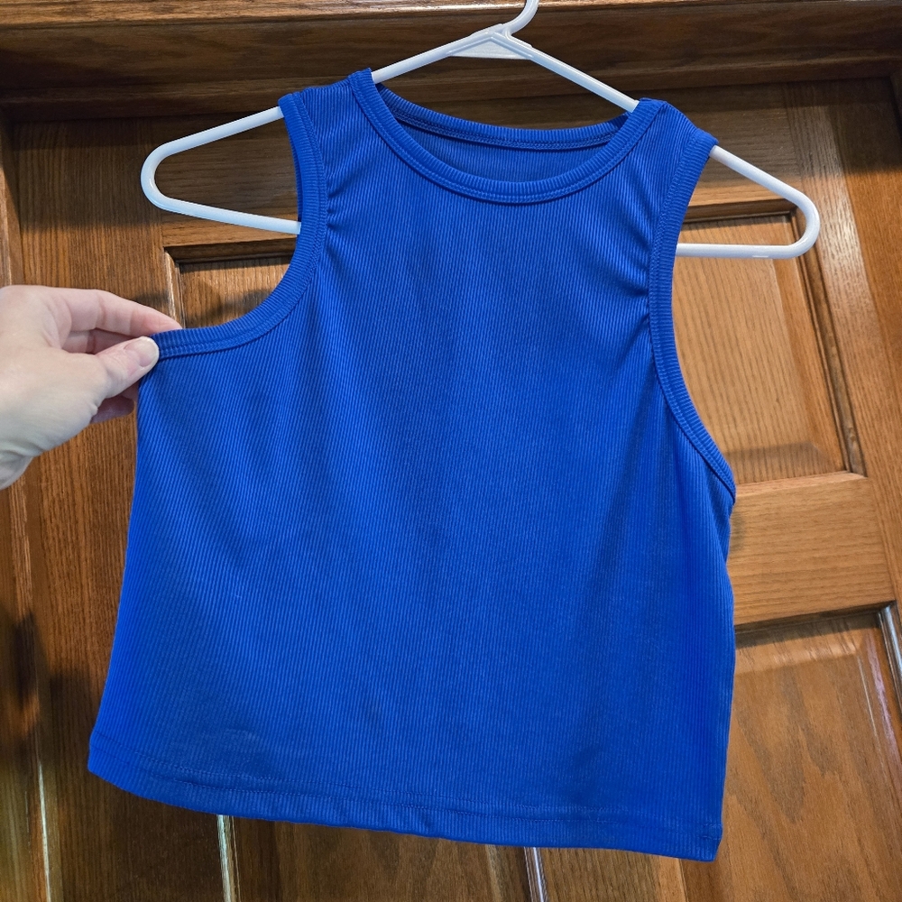 SHEIN Blue Fitted Crop Tank Top - Picture 2 of 9